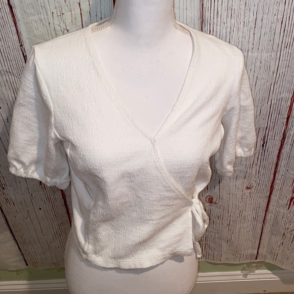 Texture And Thread Cropped Blouse - image 1